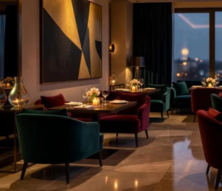 Wieczorna aranżacja ekskluzywnego Lounge w restauracji Polvera Stino