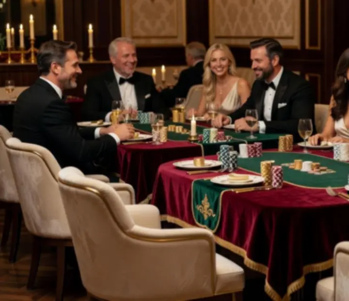 Elegancko przygotowane stoły pokerowe w restauracji Polvera Stino